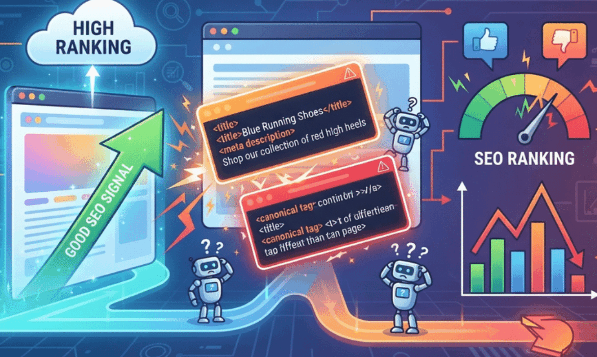 Impact SEO des métadonnées contradictoires