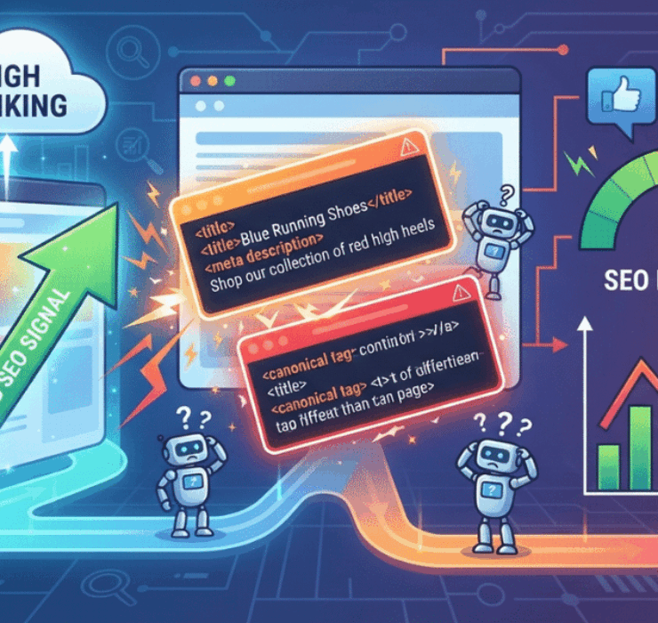 Impact SEO des métadonnées contradictoires