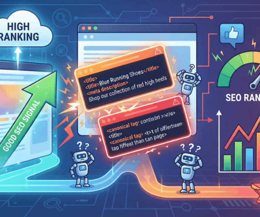 Impact SEO des métadonnées contradictoires